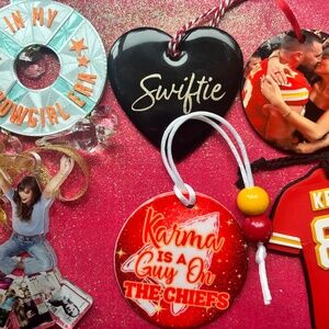 Swiftie Football Era Ornament lot ❤️💛 KC Chiefs Inspired – Tree or Car Charm